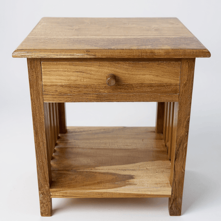 Holz Nachtkommode – Beistelltisch Nachttisch Nachtschrank – Vintage - Look aus massiven Teakholz - 50x40x30 cm (Nachttisch) kaufen bei Linkreich – Jetzt entdecken!