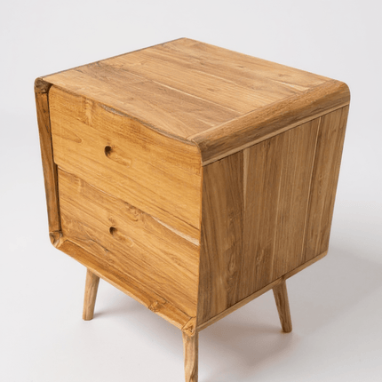 Holz Nachttisch – Beistelltisch Nachtschrank – Mit Zwei Schubladen – Aus Teak Massivholz – 50x40x60 cm (Beistelltisch) kaufen bei Linkreich – Jetzt entdecken!