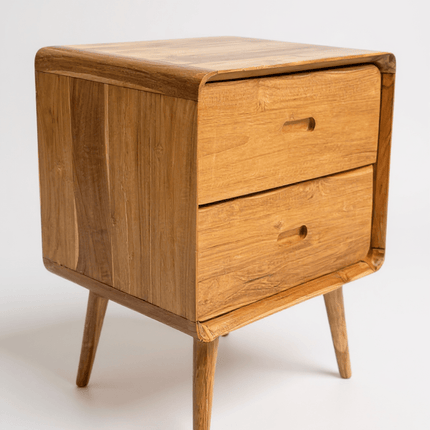 Holz Nachttisch – Beistelltisch Nachtschrank – Mit Zwei Schubladen – Aus Teak Massivholz – 50x40x60 cm (Beistelltisch) kaufen bei Linkreich – Jetzt entdecken!