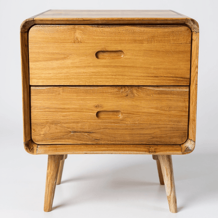 Holz Nachttisch – Beistelltisch Nachtschrank – Mit Zwei Schubladen – Aus Teak Massivholz – 50x40x60 cm (Beistelltisch) kaufen bei Linkreich – Jetzt entdecken!