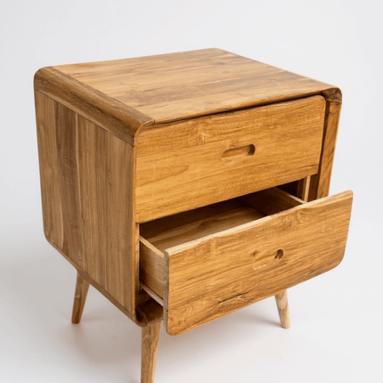 Holz Nachttisch – Beistelltisch Nachtschrank – Mit Zwei Schubladen – Aus Teak Massivholz – 50x40x60 cm (Beistelltisch) kaufen bei Linkreich – Jetzt entdecken!
