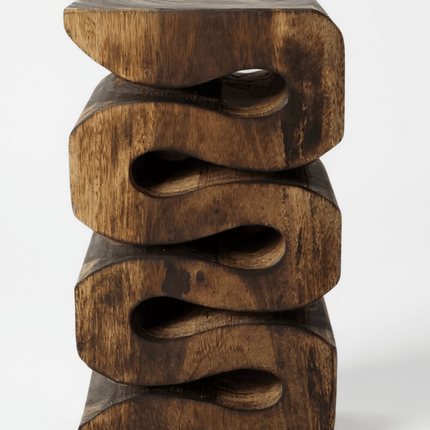 Holzhocker - Beistelltisch Blumenhocker Ablagetisch - Handgefertigt - Flambiert Schlange aus massivem Suarholz - 50x30x30 cm () kaufen bei Linkreich – Jetzt entdecken!