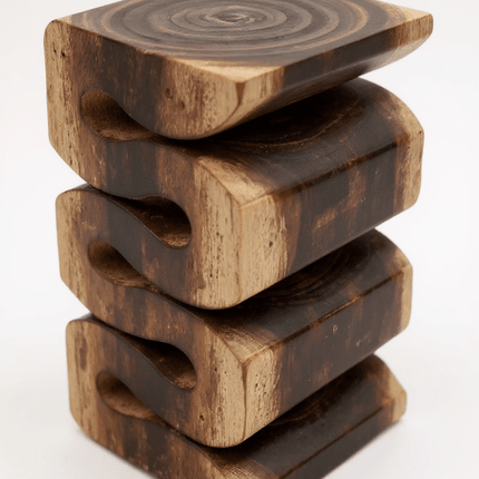 Holzhocker - Beistelltisch Blumenhocker Ablagetisch - Handgefertigt - Flambiert Schlange aus massivem Suarholz - 50x30x30 cm () kaufen bei Linkreich – Jetzt entdecken!
