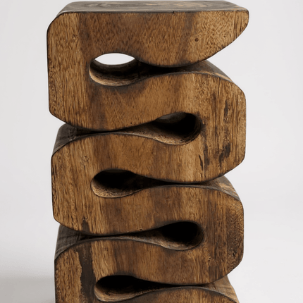 Holzhocker - Beistelltisch Blumenhocker Ablagetisch - Handgefertigt - Flambiert Schlange aus massivem Suarholz - 50x30x30 cm () kaufen bei Linkreich – Jetzt entdecken!