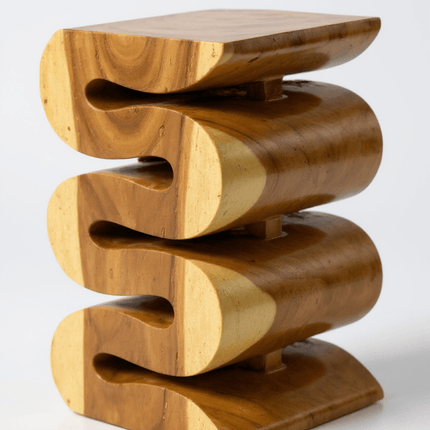 Holzhocker - Beistelltisch Blumenhocker Ablagetisch - Handgefertigt - Natur Schlange aus massivem Suarholz - 50x30x30 cm () kaufen bei Linkreich – Jetzt entdecken!