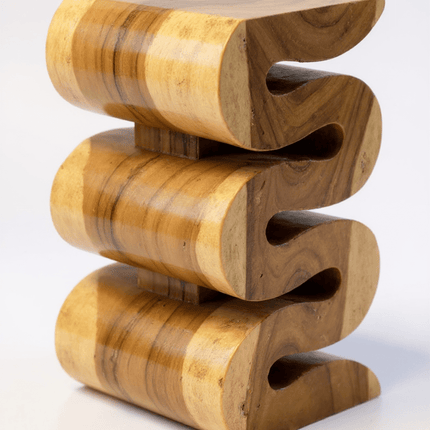 Holzhocker - Beistelltisch Blumenhocker Ablagetisch - Handgefertigt - Natur Schlange aus massivem Suarholz - 50x30x30 cm () kaufen bei Linkreich – Jetzt entdecken!