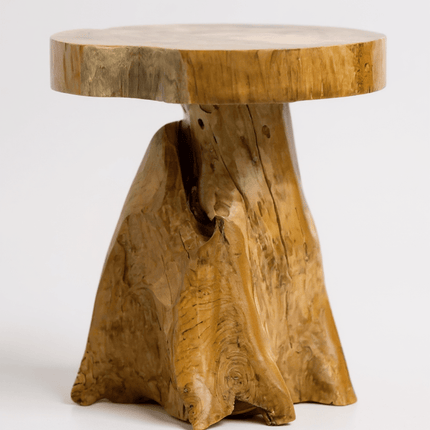 Holzhocker – Beistelltisch Blumenhocker Ablagetisch – Handgefertigt – Natürliche Form aus massivem Teakholz – 45x40x40 cm (Beistelltisch) kaufen bei Linkreich – Jetzt entdecken!