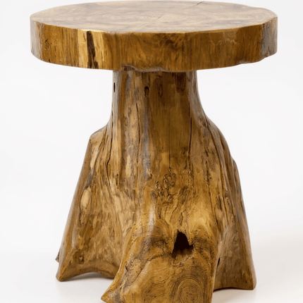 Holzhocker – Beistelltisch Blumenhocker Ablagetisch – Handgefertigt – Natürliche Form aus massivem Teakholz – 45x40x40 cm (Beistelltisch) kaufen bei Linkreich – Jetzt entdecken!