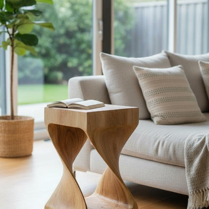 Holzhocker - Beistelltisch Blumenhocker Ablagetisch - Unikat Handgefertigt - Gedreht aus massivem Samanholz - 50x28x28 cm () kaufen bei Linkreich – Jetzt entdecken!