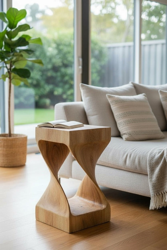 Holzhocker - Beistelltisch Blumenhocker Ablagetisch - Unikat Handgefertigt - Gedreht aus massivem Samanholz - 50x28x28 cm () kaufen bei Linkreich – Jetzt entdecken!