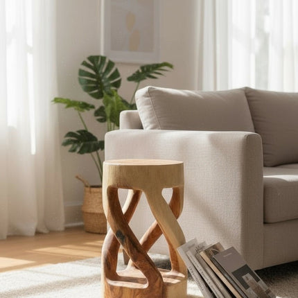 Holzhocker - Beistelltisch Blumenhocker Ablagetisch - Unikat Handgefertigt - Rund Gedreht aus massivem Suarholz - 50x28x28 cm () kaufen bei Linkreich – Jetzt entdecken!