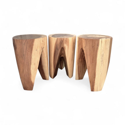 Holzhocker - Beistelltisch Blumenhocker Ablagetisch - Unikat Handgefertigt - Rund stehend aus massivem Suarholz - 45x30x30 cm () kaufen bei Linkreich – Jetzt entdecken!