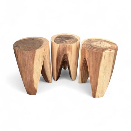 Holzhocker - Beistelltisch Blumenhocker Ablagetisch - Unikat Handgefertigt - Rund stehend aus massivem Suarholz - 45x30x30 cm () kaufen bei Linkreich – Jetzt entdecken!