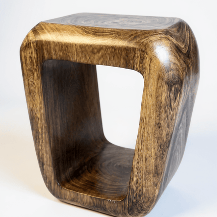 Holzhocker - Beistelltisch Couchtisch - Handgefertigter Flambierter Hocker aus massivem Suarholz - 50x30x40 cm (Beistelltisch) kaufen bei Linkreich – Jetzt entdecken!