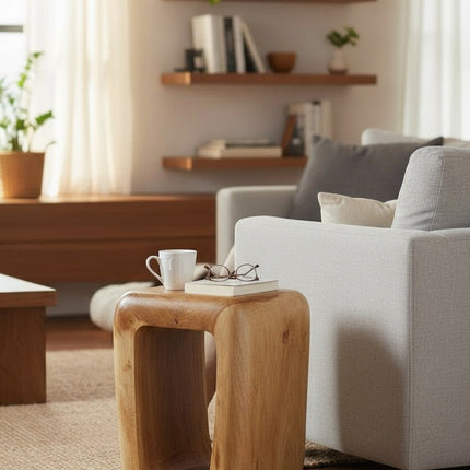 Holzhocker - Beistelltisch Couchtisch - Handgefertigter Hocker aus massivem Suarholz - 50x30x40 cm (Beistelltisch) kaufen bei Linkreich – Jetzt entdecken!