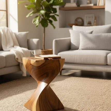 Holzhocker - Edler Beistelltisch Holz - Holz Hocker - Handgefertigter Beistelltisch aus Holz - 50x28x28cm (Beistelltisch) kaufen bei Linkreich – Jetzt entdecken!