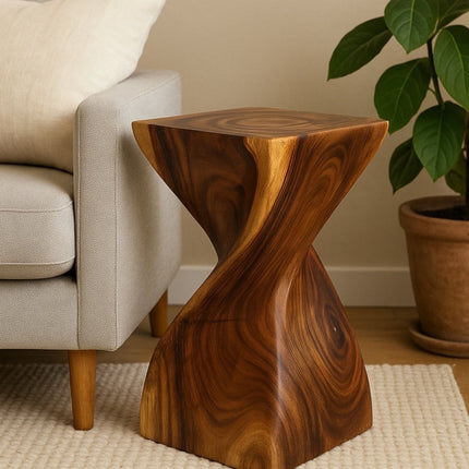 Holzhocker - Edler Beistelltisch Holz - Holz Hocker - Handgefertigter Beistelltisch aus Holz - 50x28x28cm (Beistelltisch) kaufen bei Linkreich – Jetzt entdecken!