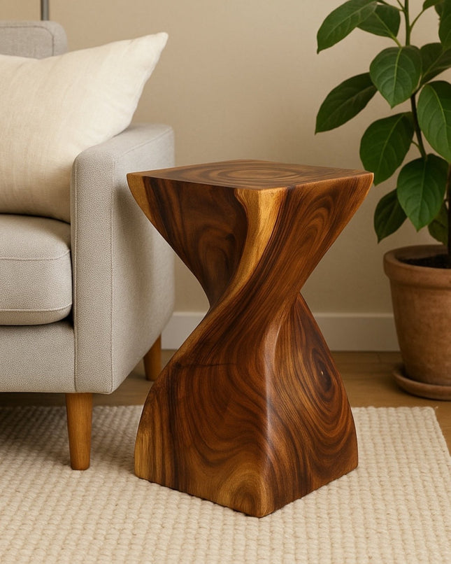 Holzhocker - Edler Beistelltisch Holz - Holz Hocker - Handgefertigter Beistelltisch aus Holz - 50x28x28cm (Beistelltisch) kaufen bei Linkreich – Jetzt entdecken!