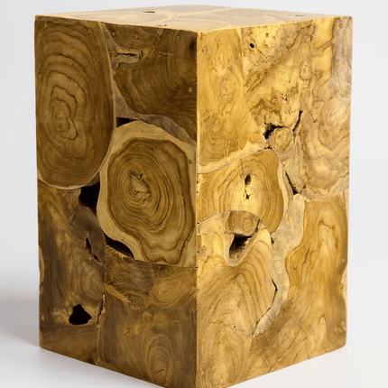 Holzmosaik Beistelltisch - Couchtisch Nachttisch Pflanzenhocker Hocker - Handgefertigt - 40&60x40x40 cm () kaufen bei Linkreich – Jetzt entdecken!