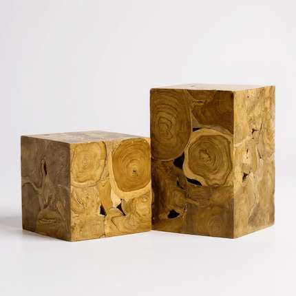 Holzmosaik Beistelltisch - Couchtisch Nachttisch Pflanzenhocker Hocker - Handgefertigt - 40&60x40x40 cm () kaufen bei Linkreich – Jetzt entdecken!