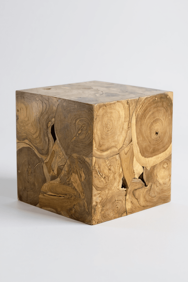 Holzmosaik Beistelltisch - Couchtisch Nachttisch Pflanzenhocker Hocker - Handgefertigt - 40&60x40x40 cm () kaufen bei Linkreich – Jetzt entdecken!