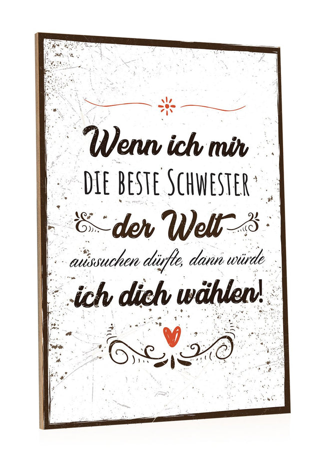 SEO. Holzschild Beste Schwester der Welt - Linkreich