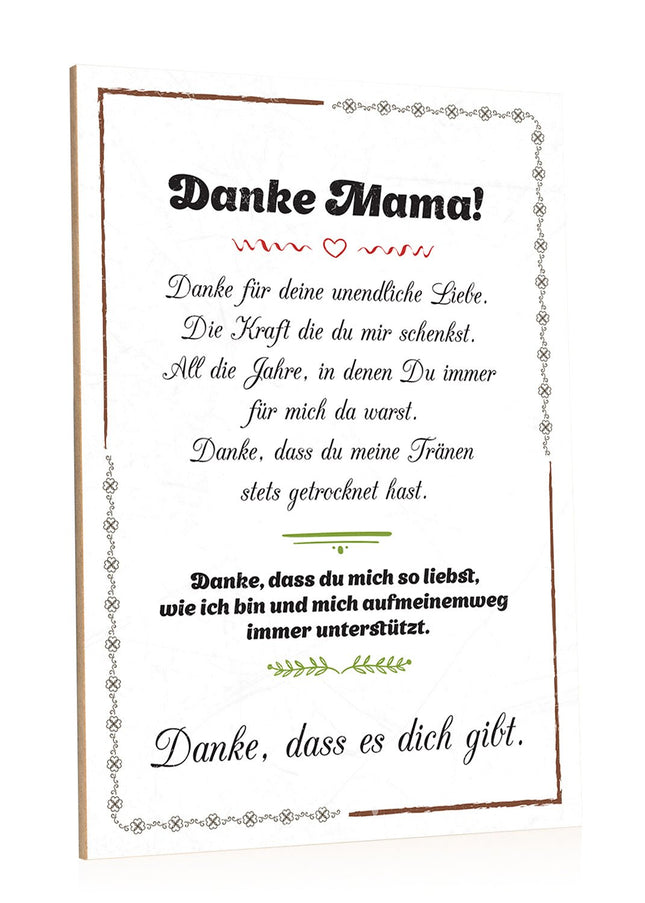 SEO. Holzschild Danke Mama dass es Dich gibt - Linkreich