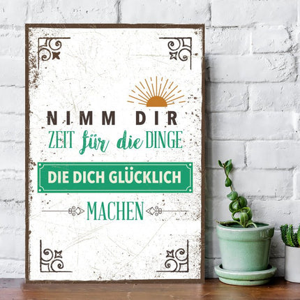 SEO. Holzschild Dinge die Dich glücklich machen - Linkreich