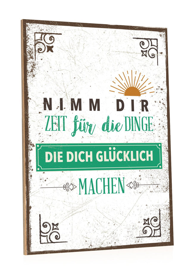 SEO. Holzschild Dinge die Dich glücklich machen - Linkreich