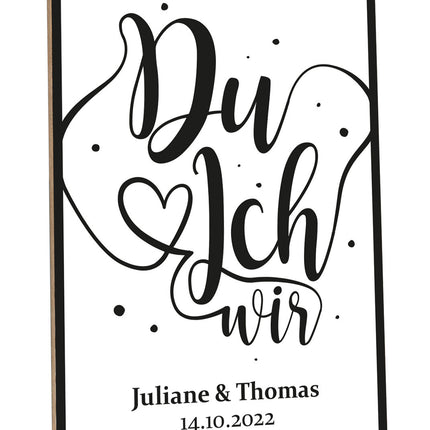 SEO. Holzschild Du Ich Wir mit Namen & Datum - Linkreich