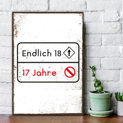 SEO. Holzschild Endlich 18 Jahre - Linkreich