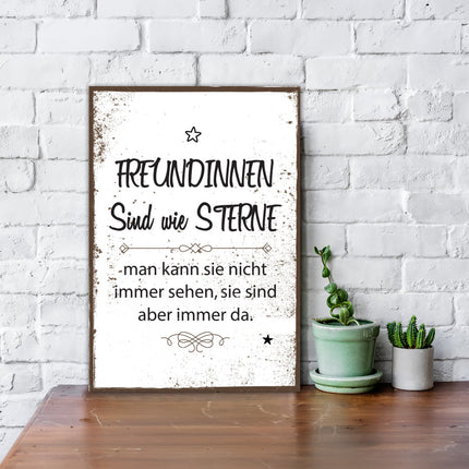 SEO. Holzschild Freundinnen sind wie Sterne - Linkreich