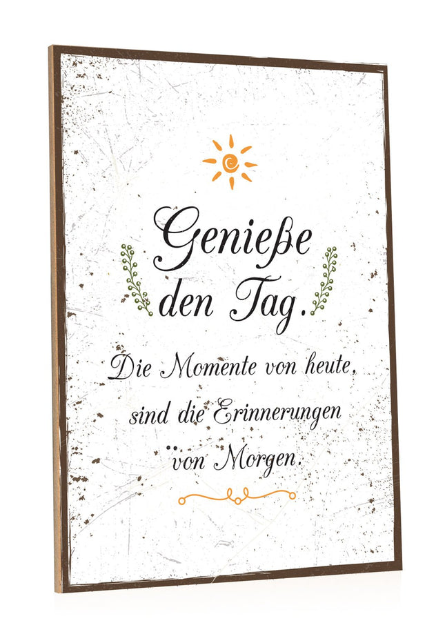 SEO. Holzschild Genieße den Tag - Linkreich
