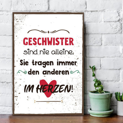 SEO. Holzschild Geschwister sind nie alleine - Linkreich
