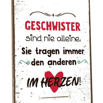 SEO. Holzschild Geschwister sind nie alleine - Linkreich