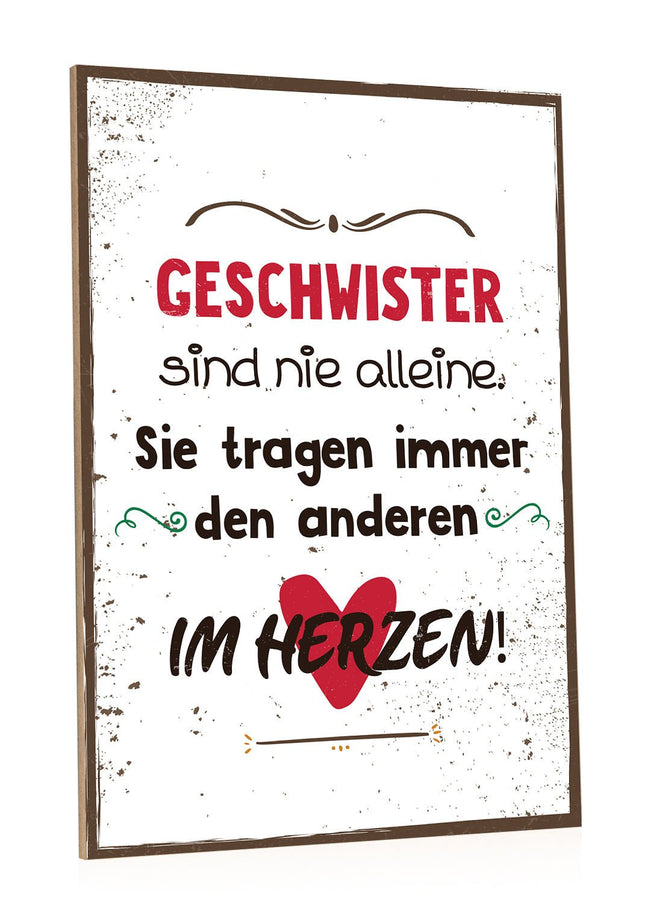 SEO. Holzschild Geschwister sind nie alleine - Linkreich