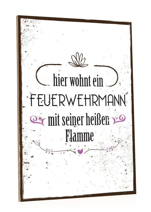 SEO. Holzschild Hier wohnt ein Feuerwehrmann - Linkreich