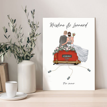 SEO. Holzschild Hochzeitsauto - Umfangreich anpassbares Geldgeschenk zur Hochzeit - Linkreich