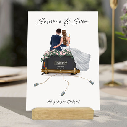 SEO. Holzschild Hochzeitsauto - Umfangreich anpassbares Geldgeschenk zur Hochzeit - Linkreich