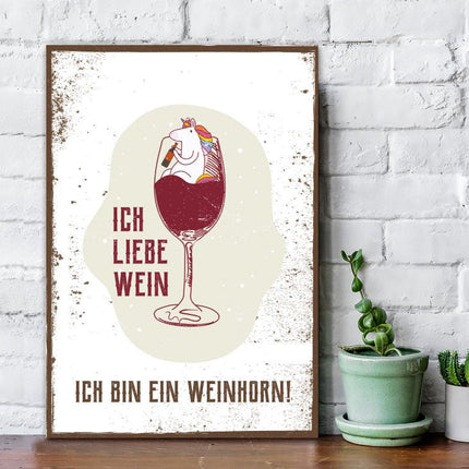 SEO. Holzschild Ich bin ein Weinhorn - Linkreich