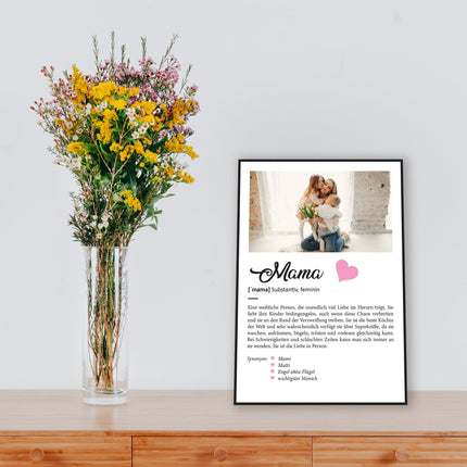 SEO. Holzschild Kunstdruck - Definition Poster - Personalisiert mit eigenem Foto - Schwester Geschenk Linkreich