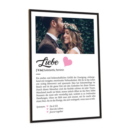 SEO. Holzschild Kunstdruck - Definition Poster - Personalisiert mit eigenem Foto - Liebe und Partner Geschenk Linkreich