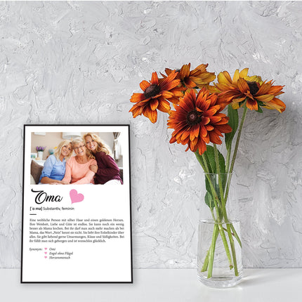 SEO. Holzschild Kunstdruck - Definition Poster - Personalisiert mit eigenem Foto - Schwester Geschenk Linkreich