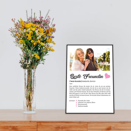 SEO. Holzschild Kunstdruck - Definition Poster - Personalisiert mit eigenem Foto - Schwester Geschenk Linkreich