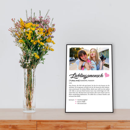 SEO. Holzschild Kunstdruck - Definition Poster - Personalisiert mit eigenem Foto - Schwester Geschenk Linkreich