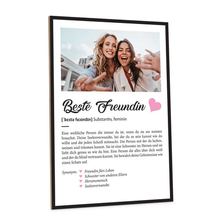 SEO. Holzschild Kunstdruck - Definition Poster - Personalisiert mit eigenem Foto - Beste Freundin Geschenk Linkreich