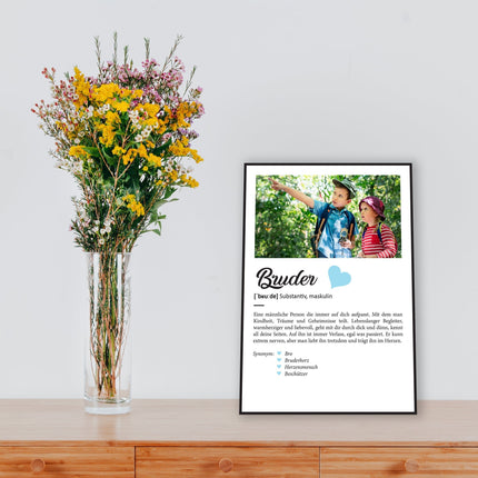 SEO. Holzschild Kunstdruck - Definition Poster - Personalisiert mit eigenem Foto - Schwester Geschenk Linkreich