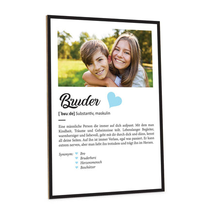 SEO. Holzschild Kunstdruck - Definition Poster - Personalisiert mit eigenem Foto - Bruder Geschenk Linkreich