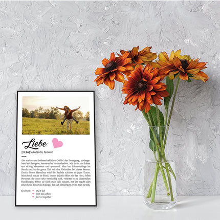 SEO. Holzschild Kunstdruck - Definition Poster - Personalisiert mit eigenem Foto - Schwester Geschenk Linkreich