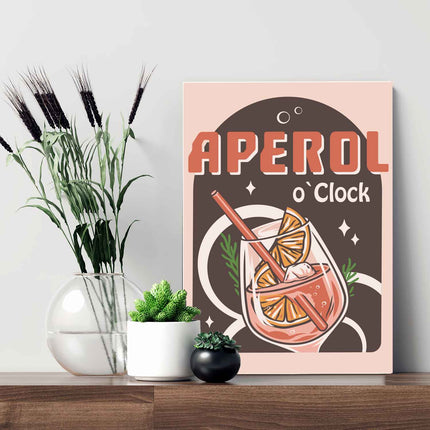SEO. Holzschild mit Aperol Spritz Motiv - Aperol O Clock - Geschenk für Aperol Liebhaber - Linkreich